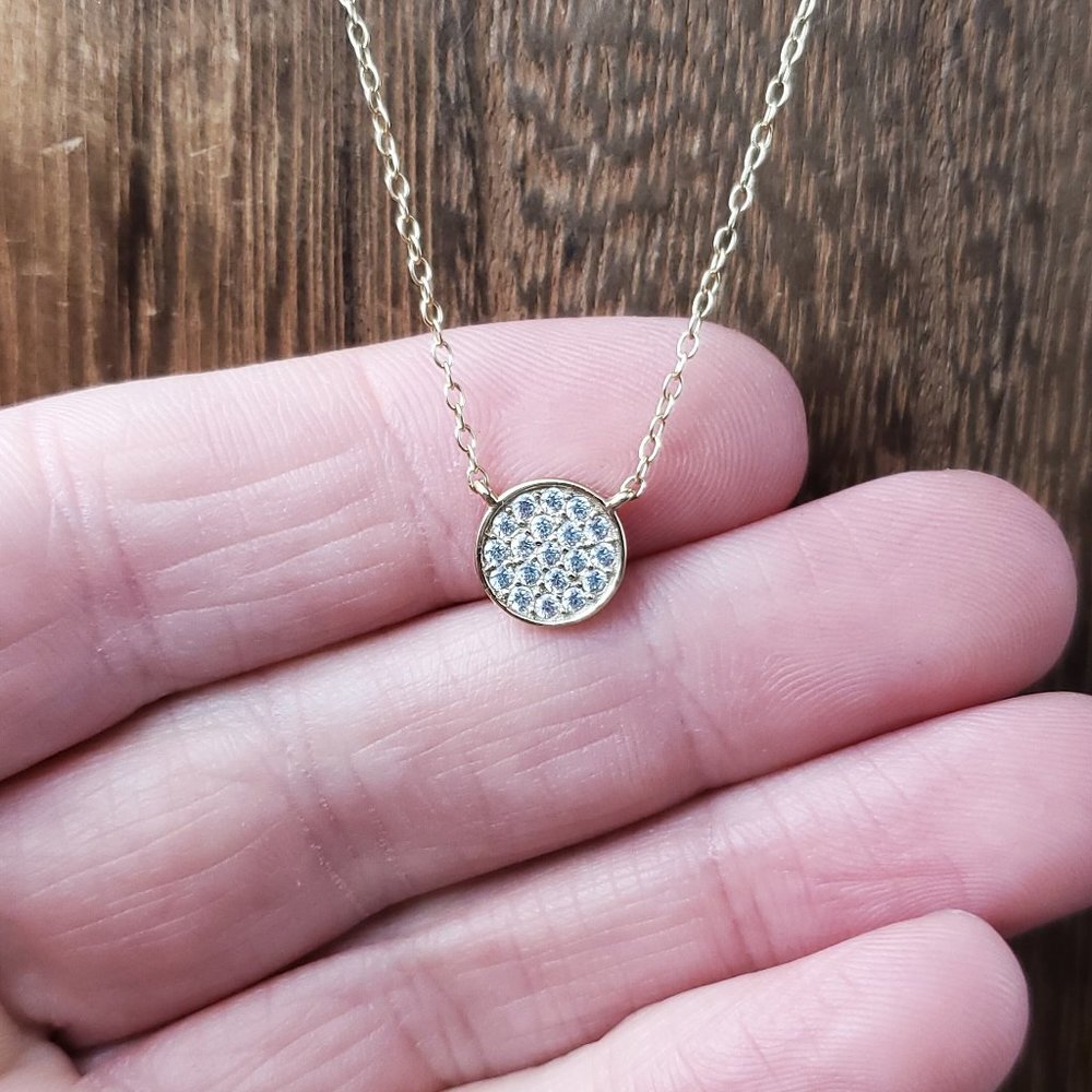 18 Inch Gold Over Sterling Silver Small Circle Pavement CZ Necklace